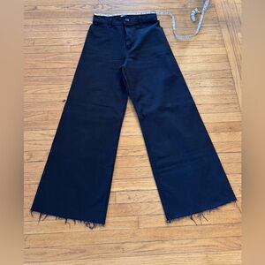 Zara Black high waist Wide-Leg Raw Hem Jeans